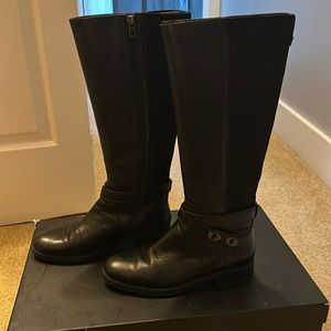 Coach Essex Semi Mat Calf Stretch Black Leather Riding Boots